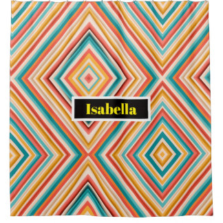 Personalisierter Retro-Streifenduschvorhang Duschvorhang