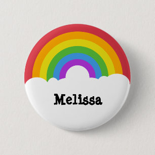 Personalisierter Retro-Style Rundbogen und Wolken Button