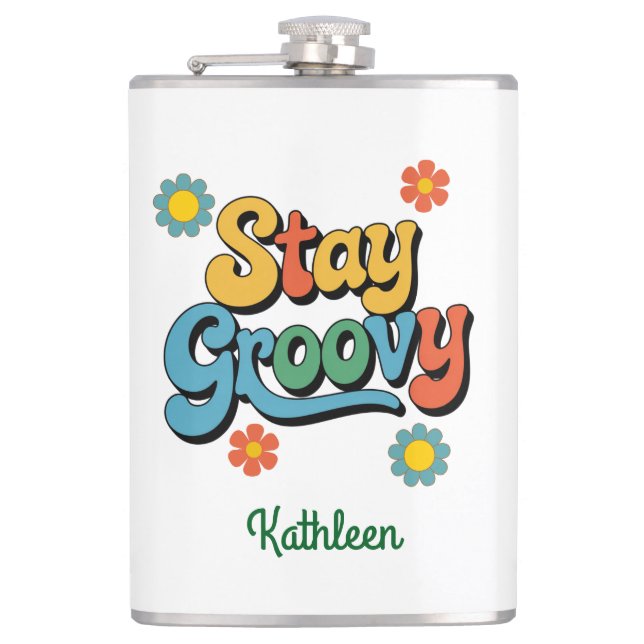 Personalisierter Retro-Vinyl-ummantelter Kolben Flachmann (Vorderseite)