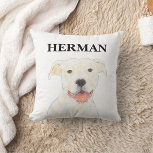 Personalisierter Reversible White Pitbull Staffy D Kissen