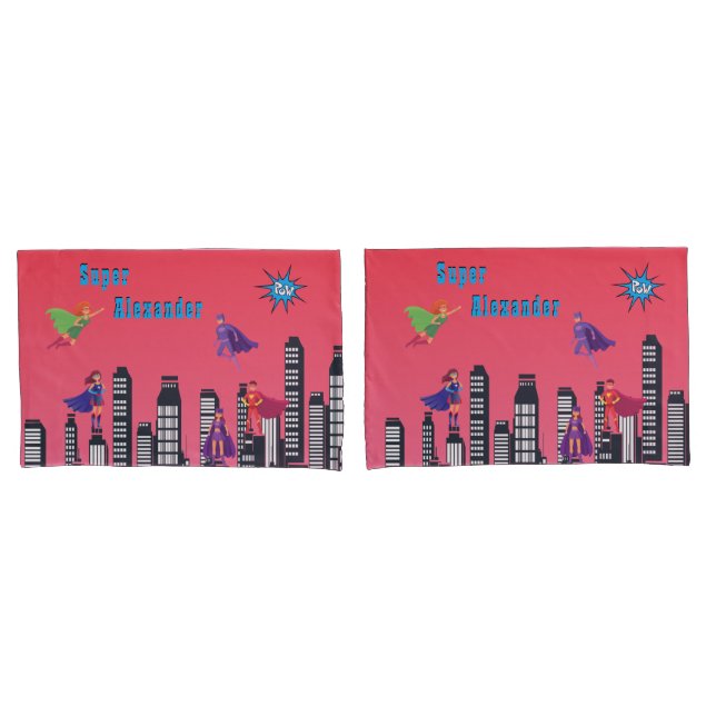 Personalisierter Richter Superheld - farbenfrohe F Kissenbezug (Vorderseite-Set)