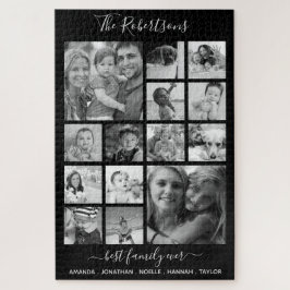 Personalisierter Riesenfamilienfoto Collage Black Puzzle