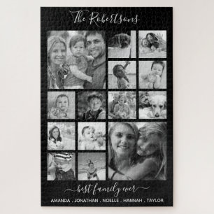 Personalisierter Riesenfamilienfoto Collage Black Puzzle
