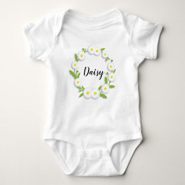 Personalisierter Ring of Daisies Baby Bodysuit Baby Strampler (Vorderseite)