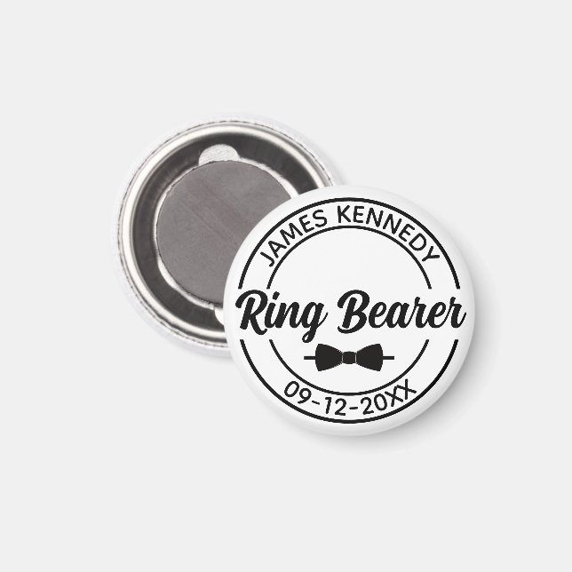 Personalisierter Ringträger mit Name und Hochzeitd Magnet (Vorderseite/Rückseite)