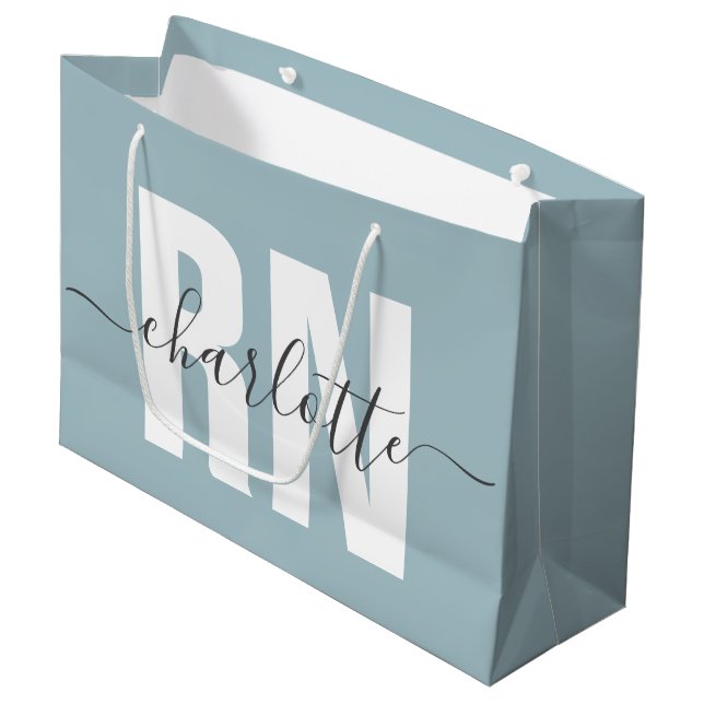 Personalisierter RN-Abschluss Große Geschenktüte (Vorderseite Schrägansicht)