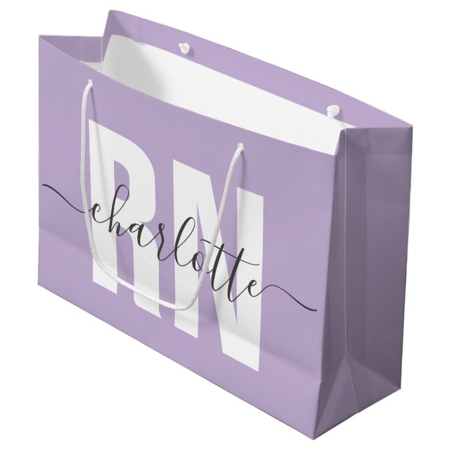Personalisierter RN-Abschluss Große Geschenktüte (Vorderseite Schrägansicht)