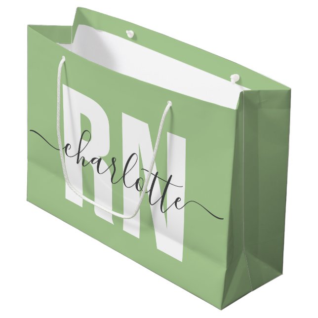 Personalisierter RN-Abschluss Große Geschenktüte (Vorderseite Schrägansicht)