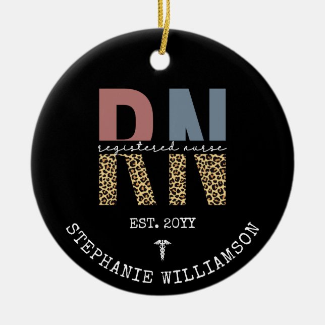 Personalisierter RN-Abschluss Keramik Ornament (Vorne)