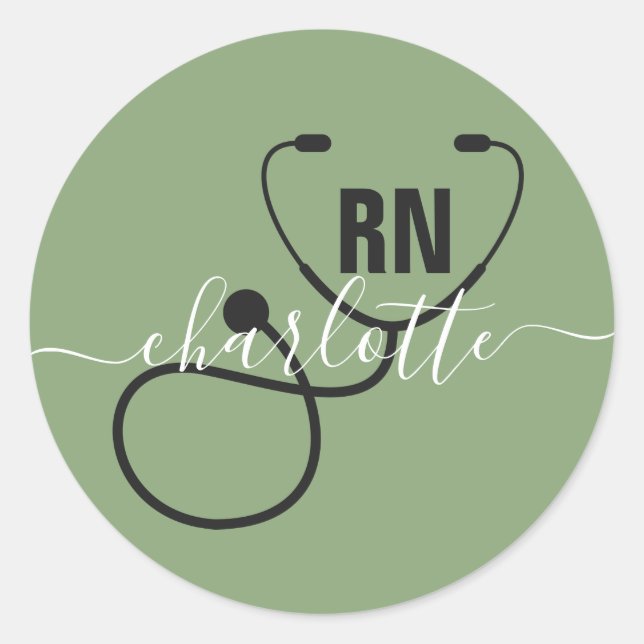 Personalisierter RN-Abschluss Runder Aufkleber (Vorderseite)
