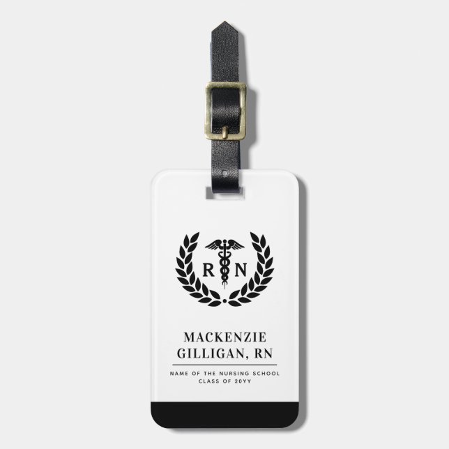 Personalisierter RN Nursing School Abschluss Elega Gepäckanhänger (Vorderseite vertikal)