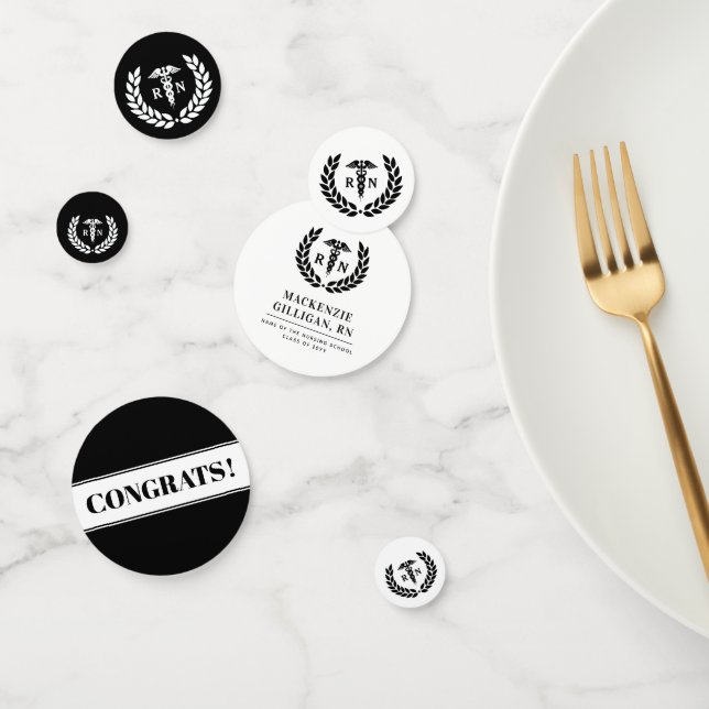 Personalisierter RN Nursing School Abschluss Elega Konfetti (Gruppe)