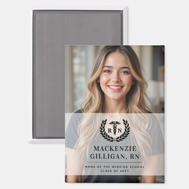 Personalisierter RN Nursing School Abschluss Elega Magnet (Vorderseite/Rückseite)