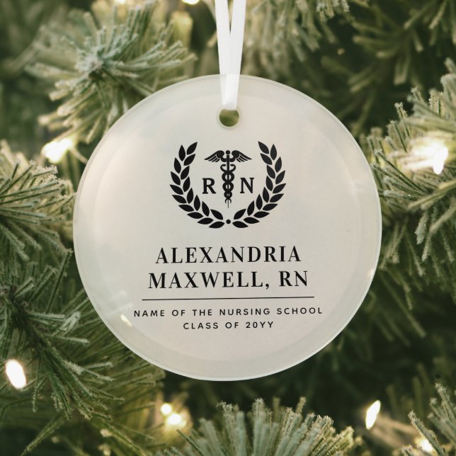 Personalisierter RN Nursing School Abschluss Elega Ornament Aus Glas (InSitu)
