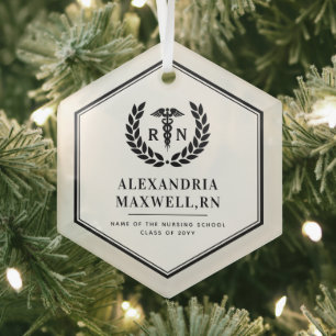 Personalisierter RN Nursing School Abschluss Elega Ornament Aus Glas