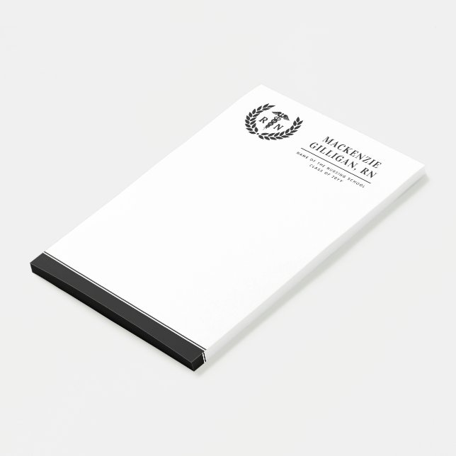 Personalisierter RN Nursing School Abschluss Elega Post-it Klebezettel (angewinkelt)