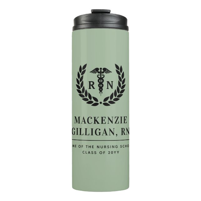 Personalisierter RN Nursing School Abschluss Elega Thermosbecher (Vorderseite)