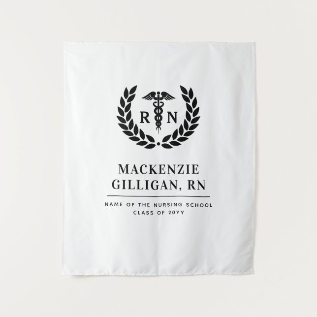 Personalisierter RN Nursing School Abschluss Elega Wandteppich (Vorderseite)