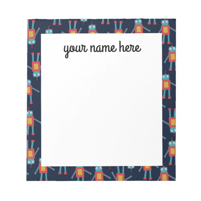 Personalisierter Robot Notepad Notizblock (Vorderseite)