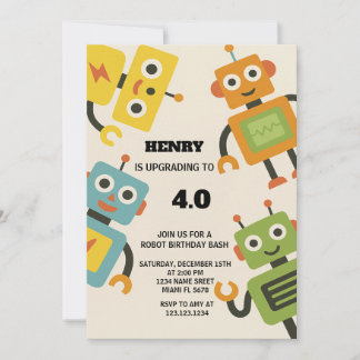 Personalisierter Roboter zum Geburtstag Einladung 