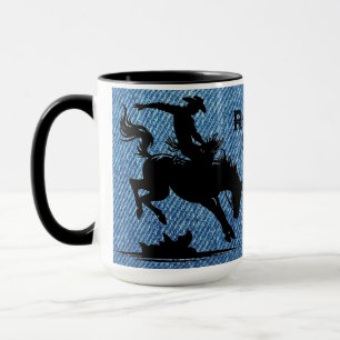 Personalisierter Rodeo-Star Blaue Denim Tasse