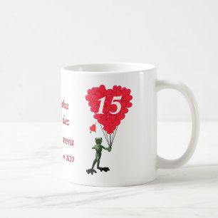 Personalisierter romantischer Frosch Quinceanera Tasse