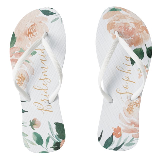 Personalisierter romantischer Garten Blumenmädchen Flip Flops (Fußbett)