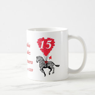 Personalisierter romantischer Zebra Quinceanera Tasse