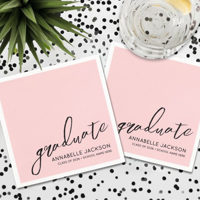 Personalisierter Rosa Abschluss Serviette (Personalized Pink Graduation Napkins)