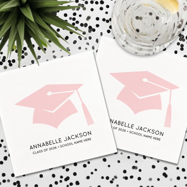Personalisierter Rosa-Abschluss Serviette (Personalized Pink Graduation Napkins)