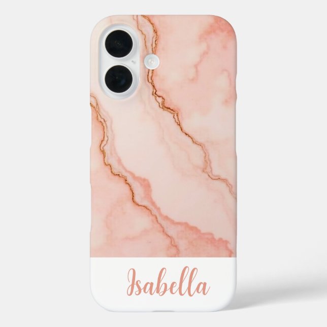Personalisierter, rosa Abstrakter Marmor Case-Mate iPhone Hülle (Rückseite)