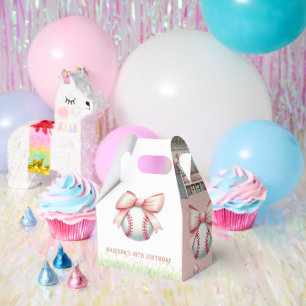 Personalisierter rosa Baseball Mädchen Geburtstag Geschenkschachtel
