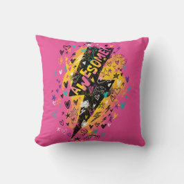 Personalisierter rosa Blitzschlag - Doodle Art Kissen