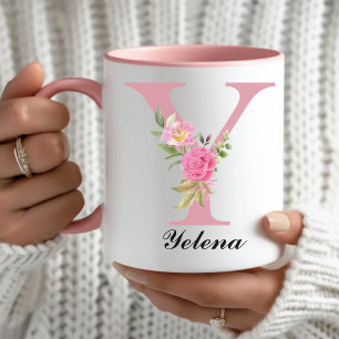 Personalisierter rosa Blumen-Tasse-Geschenk für Si Tasse