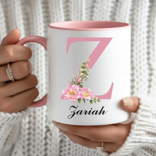 Personalisierter rosa Blumen-Tassengeschenk für Br Tasse
