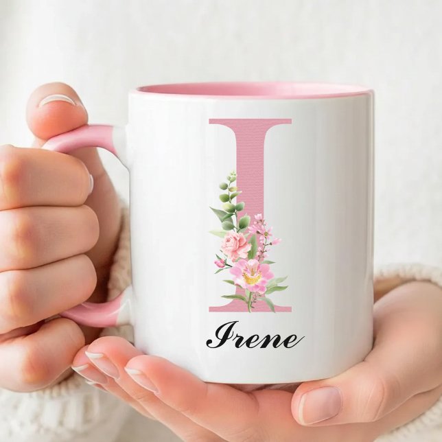 Personalisierter rosa Blumenname Tasse Danke-Gesch (Von Creator hochgeladen)
