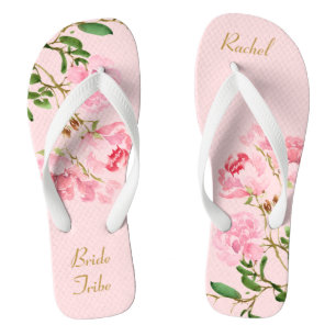 Personalisierter Rosa-Blumenstrauß Gedreht Flip Flops