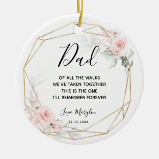 Personalisierter rosa Blütenvater Keramik Ornament