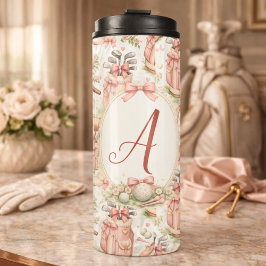 Personalisierter rosa Bogen Golf Monogramm Thermosbecher