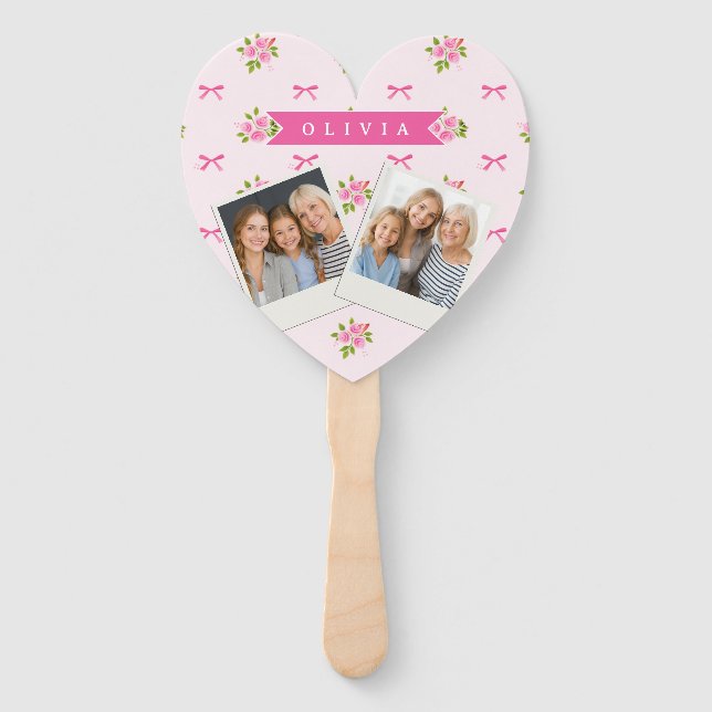 Personalisierter Rosa Charme Mädchenname mit Blume Fächer (Vorderseite)