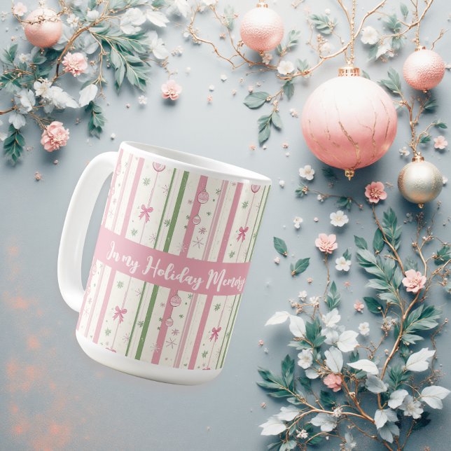 Personalisierter Rosa Coquette-Feiertagsära Kaffeetasse (🎀 Sweet pastel holiday mug — pink bows, cozy charm & festive flair!)