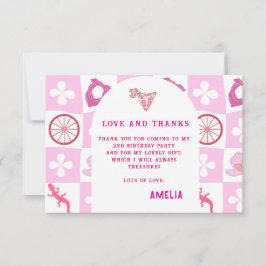 Personalisierter Rosa Cowgirl-Karo-Geburtstag Dankeskarte
