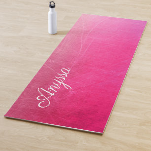 Personalisierter Rosa Crackle Gradient Name Yoga M Yogamatte