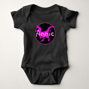 Personalisierter Rosa Dinosaurier Baby Strampler