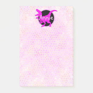 Personalisierter Rosa Dinosaurier Post-it Klebezettel