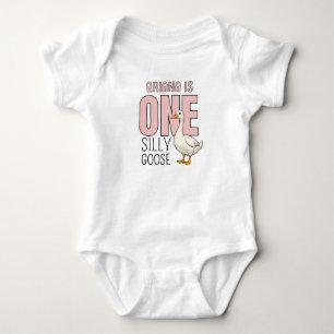 Personalisierter Rosa Ein Verrückter Gans Erster G Baby Strampler