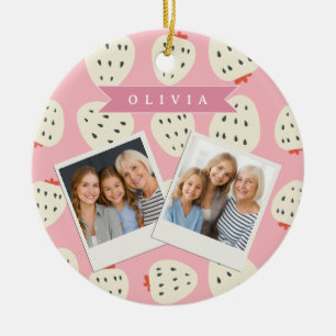 Personalisierter Rosa Erdbeeren Name Süß Mädchenha Keramik Ornament