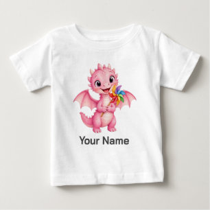 Personalisierter Rosa-Fantasie-Drache Pinwheel Bab Baby T-shirt