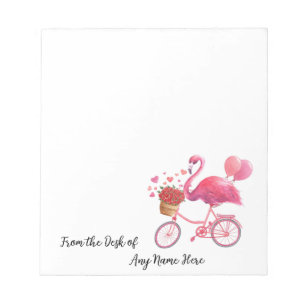Personalisierter Rosa Flamingo mit Herzen Notizblock