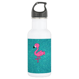 Personalisierter rosa Flamingotürkis-NamensGlitte Trinkflasche